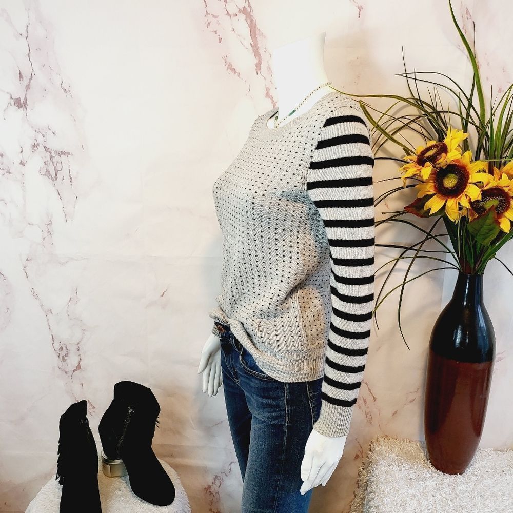 Madewell hearts with stripe sleeves cotton blend sweater - Picture 4 of 7